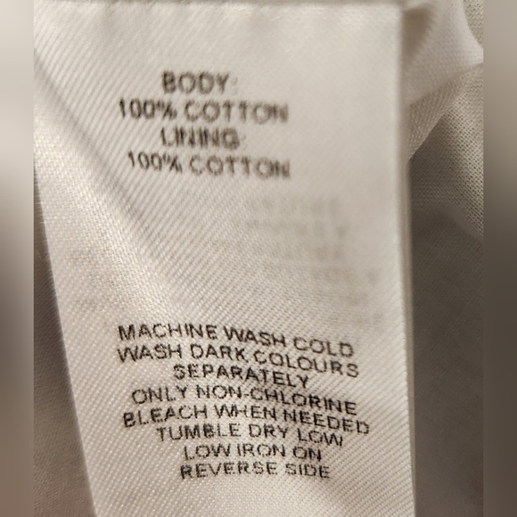 White 100% Cotton Dress with Blue Floral Crochet at Neckline and Hemline - Picture 8 of 13